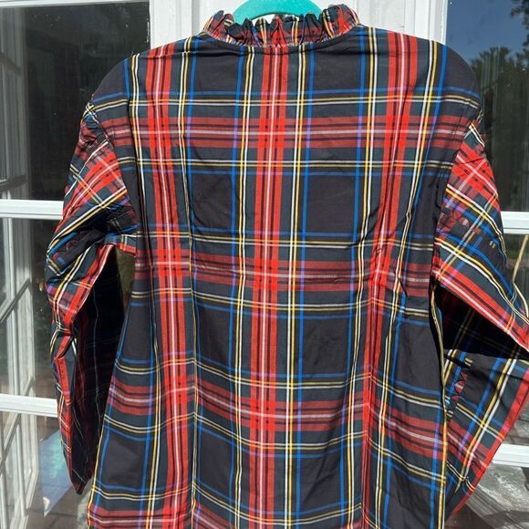 J Crew Stewart Tartan Plaid Tie Neck Scalloped Top NWT - Picture 10 of 14